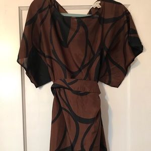 Brown silk mini dress